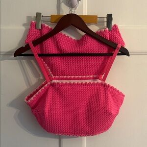 SHEIN Pink Textured Bikini Set